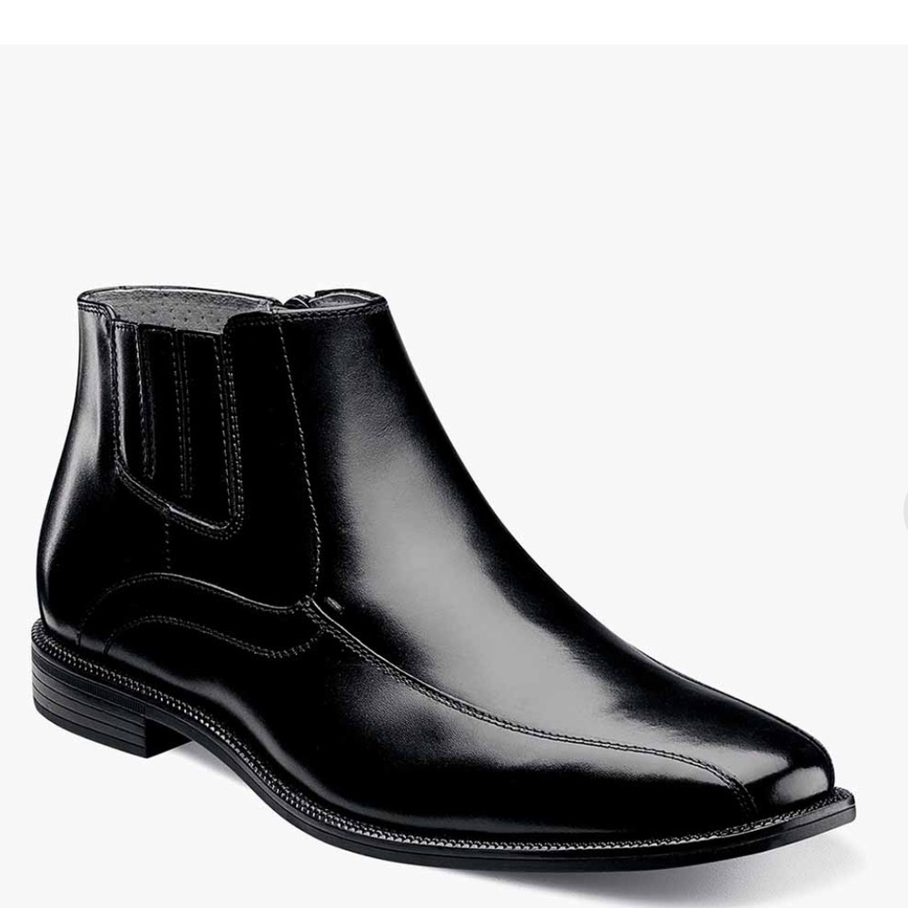 Florsheim Forum Zipper Chukka Boot. Black Leather ,Memory Foam .Rubber sole. - Picture 1 of 13